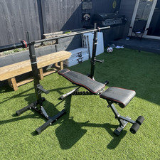 Adjustable Rack, Flat/incline/decline Bench,  100kg in Weights + 7ft Barbell