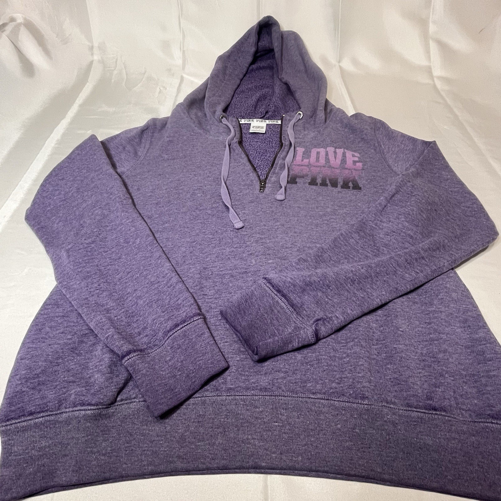 Victoria’s Secret Pink Women L  1/4 Zip Purple Hoodie Sweatshirt Long Sleeve Y2K