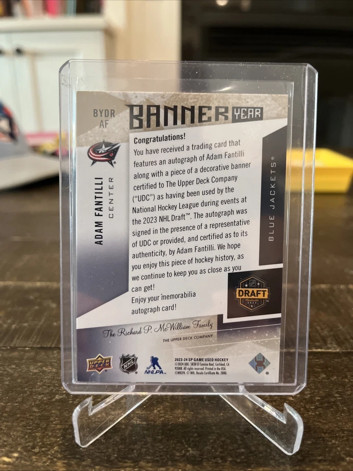 2023-24 Upper Deck SP Game Used Banner Year Auto ADAM FANTILLI BYDR AF /15 UD RC - Image 2 of 2