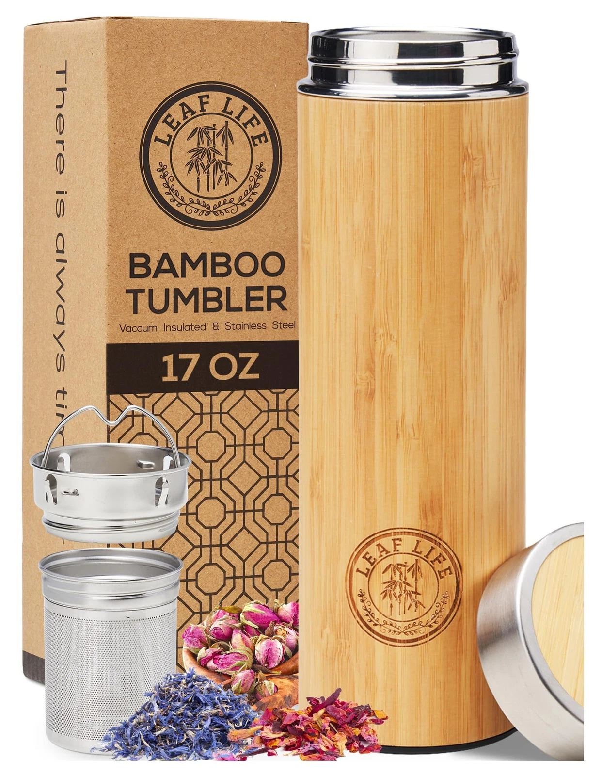 Premium Bamboo Tea Bottle for Loose Tea Tea Infuser Bottle Tea Gifts Insul...