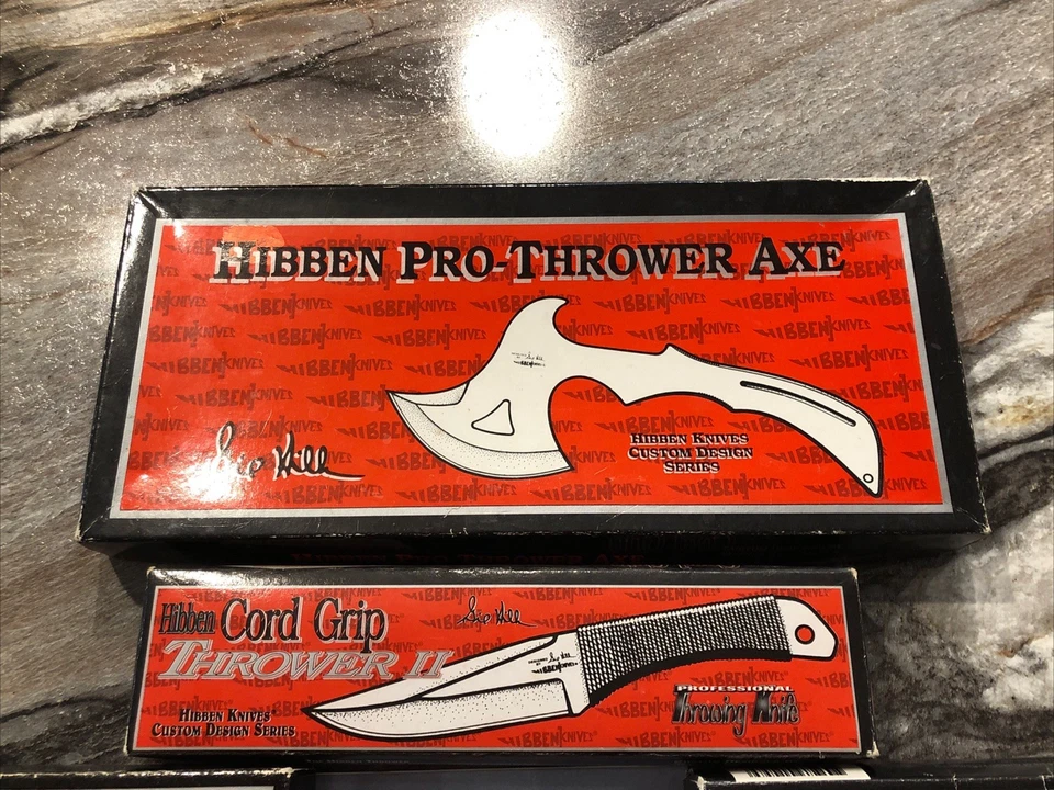 Cuchillo Gil Hibben Original Hacha Lanzamiento Colección En Cajas Con Guía 1ª Ediciones Foto 4 de 4