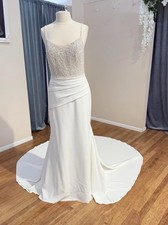 Allure Bridal Pearl Beaded Wedding Gown Low Back Train  Size 14 Sample