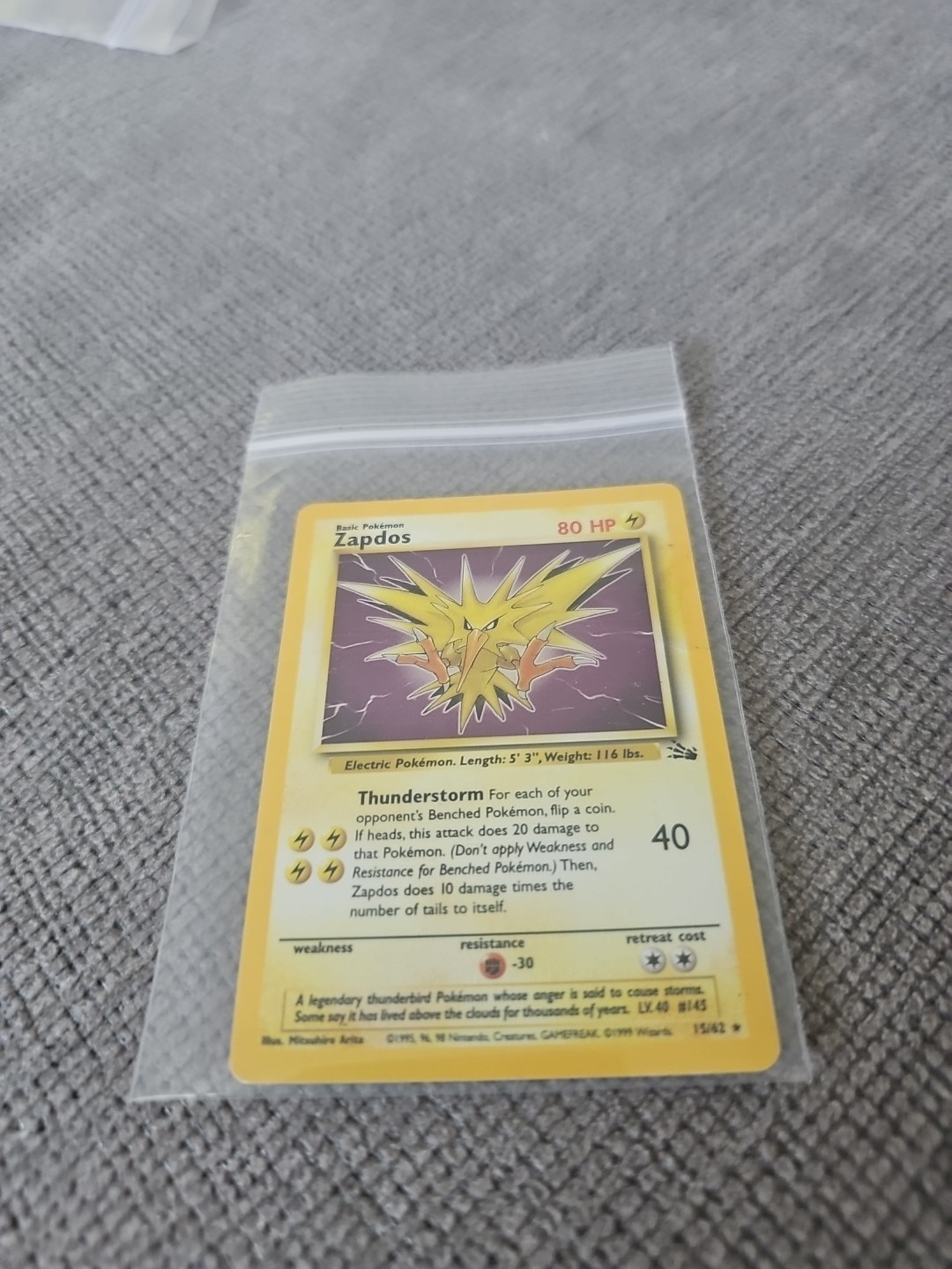 Zapdos 15/62 Fossil Holo