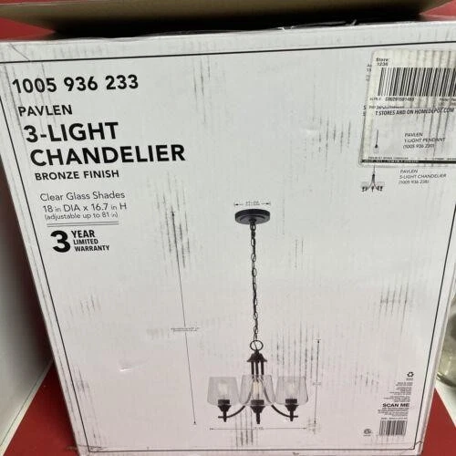 Hampton Bay Pavlen 3-Light 18 in. Rustic Bronze Hanging Candlestick Chandelier - Image 3 of 4