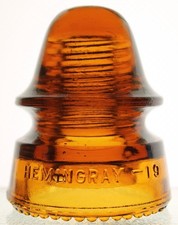 CD 162 HEMINGRAY-19 ORANGE AMBER RDP GLASS INSULATOR