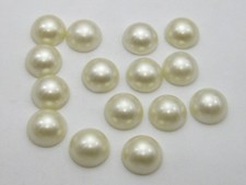 50 Ivory Flatback Half Pearl Bead 16mm Flat Back Semicircle Scrapbook Craft