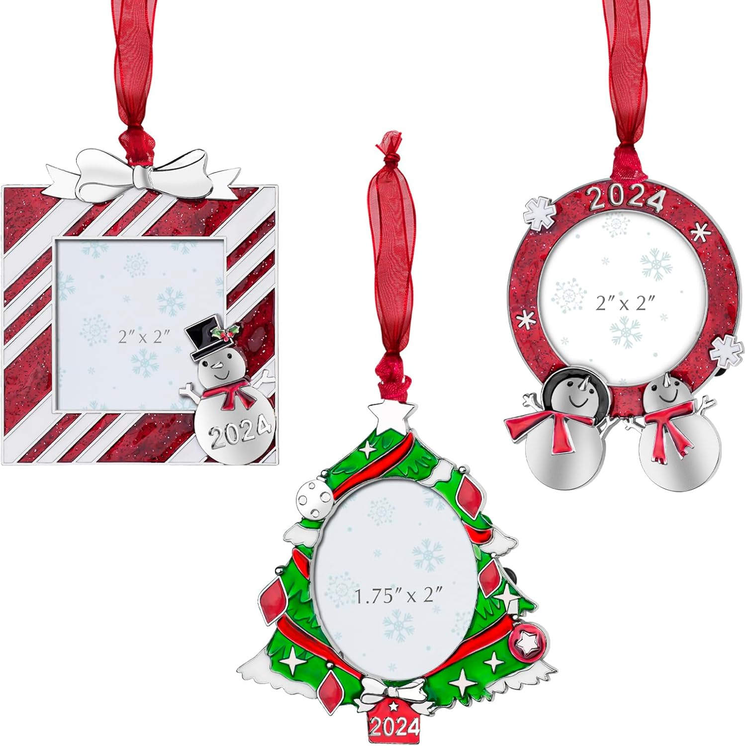 3PCS Christmas Tree Picture Frame Ornaments Holiday Keepsake Gift Set