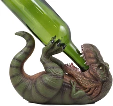 Ebros Dino Wino Prehistoric Dinosaur Thirsty T-Rex Wine Bottle Holder 9.25" Long