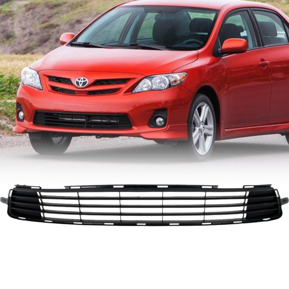 Front Lower Bumper Grille For 2011-2013 Toyota Corolla - Black ABS Plastic