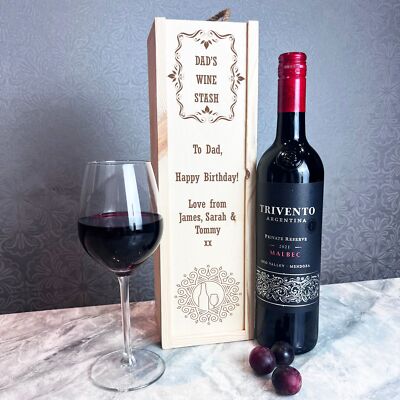 Ausgefallene Bordüren Weinvorrat Papa Geburtstag Einzelflasche personalisiert Wein Geschenkbox