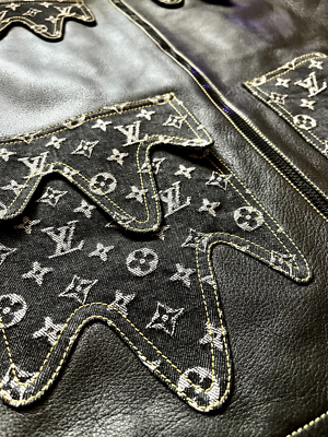 Louis Vuitton Nigo Crazy Mix Leather Drip Denim Blouson Black