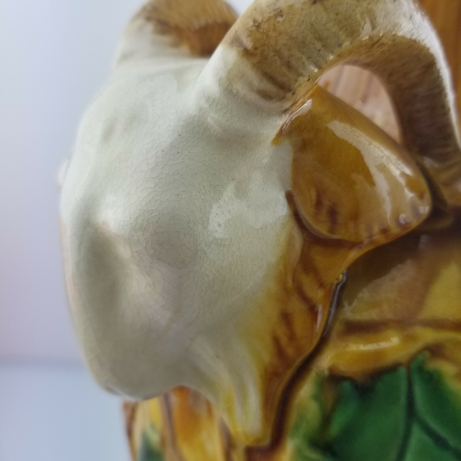 Majolica Vase Rams Head Handle TLC eBay