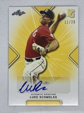 2021 LEAF PERFECT GAME YELLOW LUKE SCHMOLKE PAPER RC AUTO # 11/20