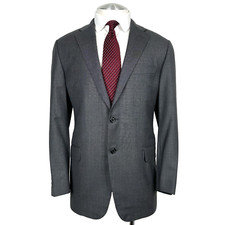 Hickey Freeman Loro Piana Tasmanian Wool Birds Eye Gray Custom Sport Coat 44 R