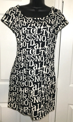 H & M Black and White Alphabet Sheath Dress Size 12 New Nwt H&M
