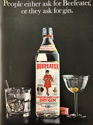 Vintage 1973 Beefeater Gin original color ad LI034