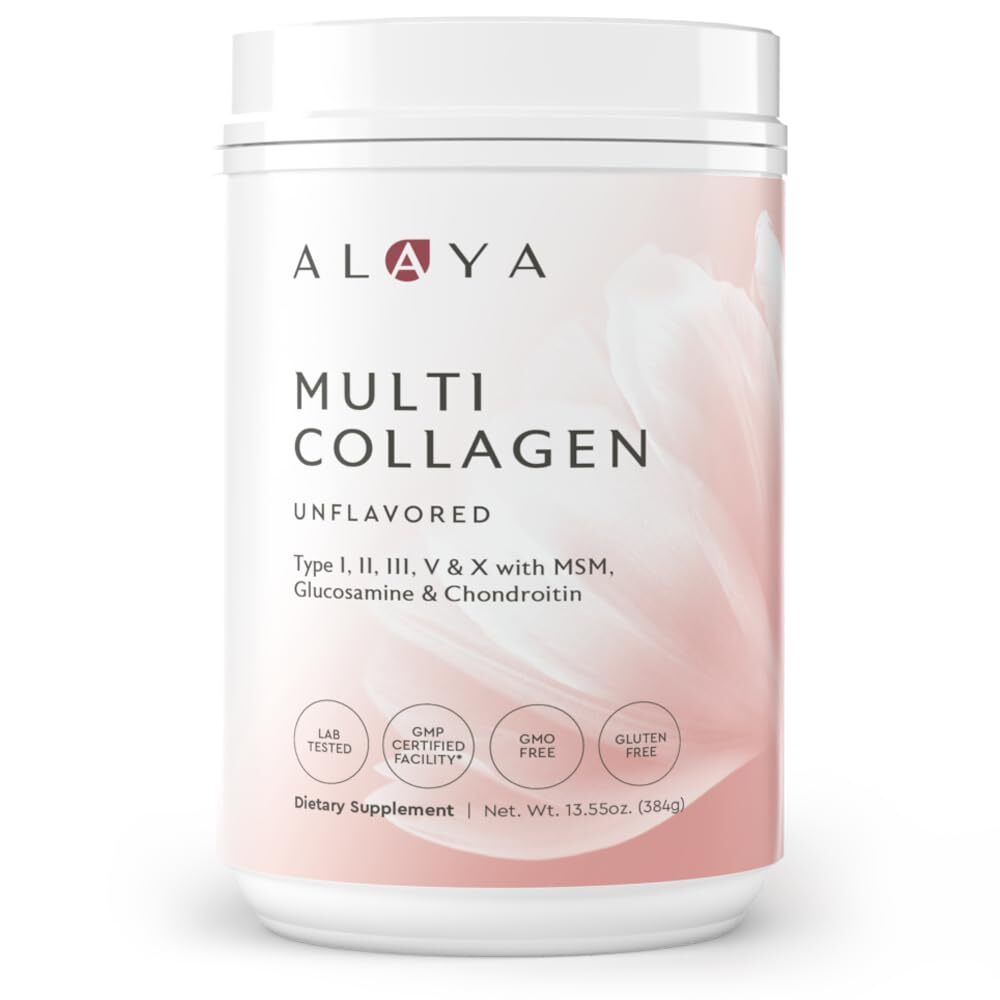 Alaya Multi Collagen Powder - Type I, II, III, V, X Hydrolyzed Collagen Pepti...