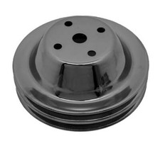 For 55-68 Chevy Small Block Black Chrome Steel Short Water Pump Pulley 2 Grove For 55-68 Chevy Small Block Black Chrome Steel Short Water Pump Pulley 2 Grove