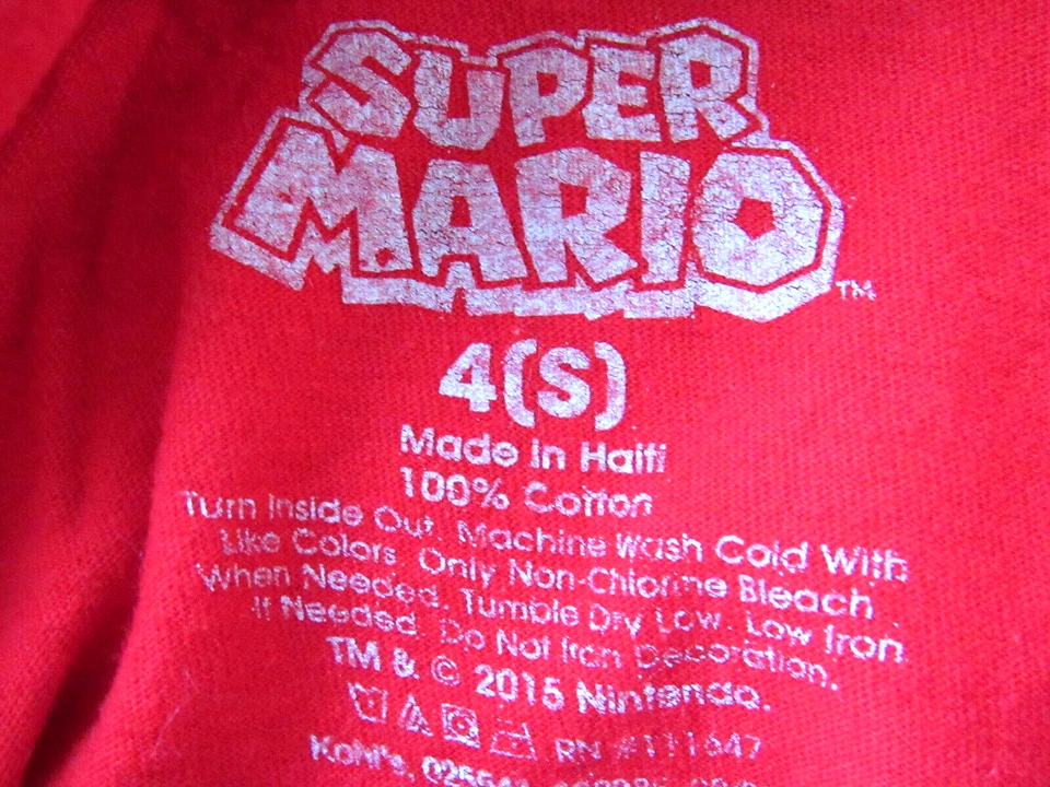Super Mario Brothers Panelled Character Long Sleeve Tee Hoodie Boy's Size 4 Red - Image 3 of 3