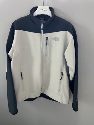 Men s North Face Apex Hardshell Jacket Off White Light/Dark Gray Large L