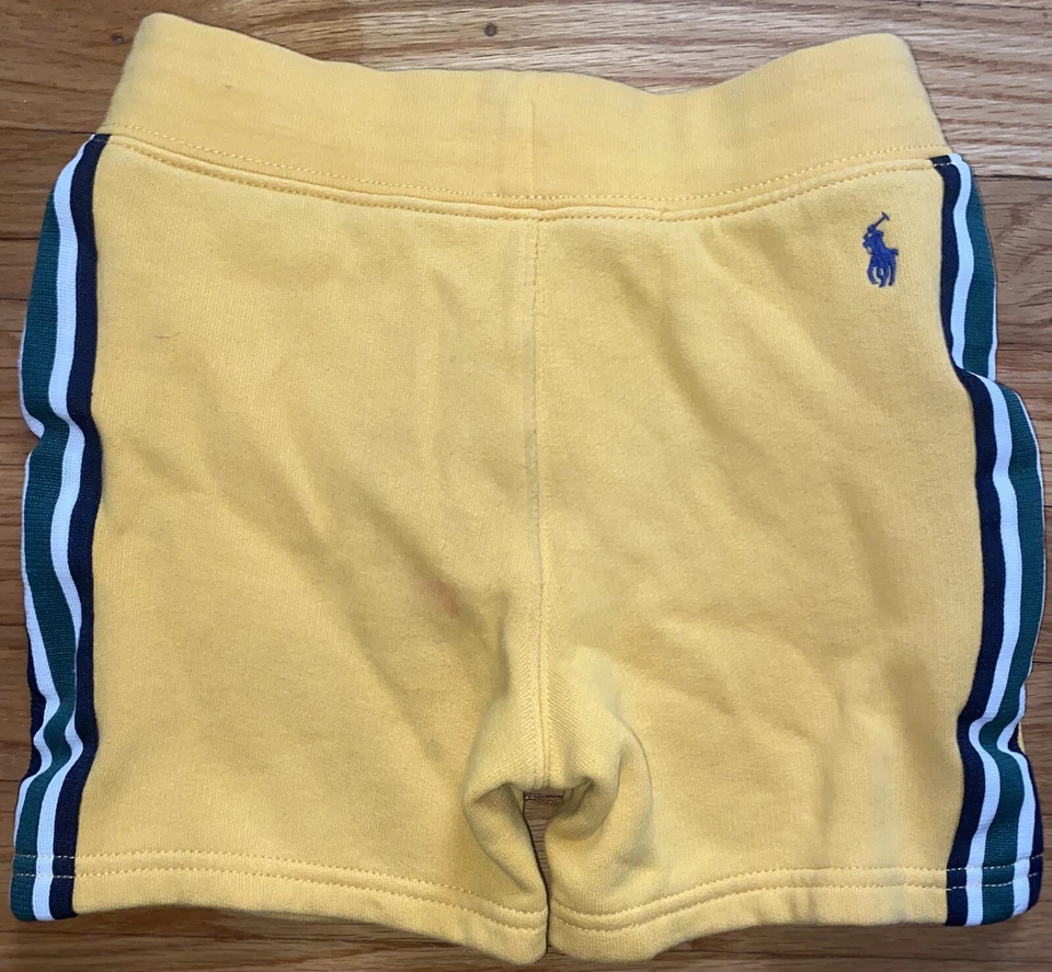 Ralph Lauren Polo Kids 1967 Athl Dept Yellow Side Stripe Shorts Size 3T - Image 2 of 3