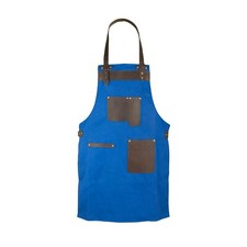 Image of Canvas Apron with Real Leather Poacket Butcher Apron - Cook Apron - BBQ Apron