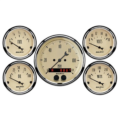 AutoMeter 1850 Antique Beige 5 Gauge Set Fuel/Oil/Speedo/Volt/Water
