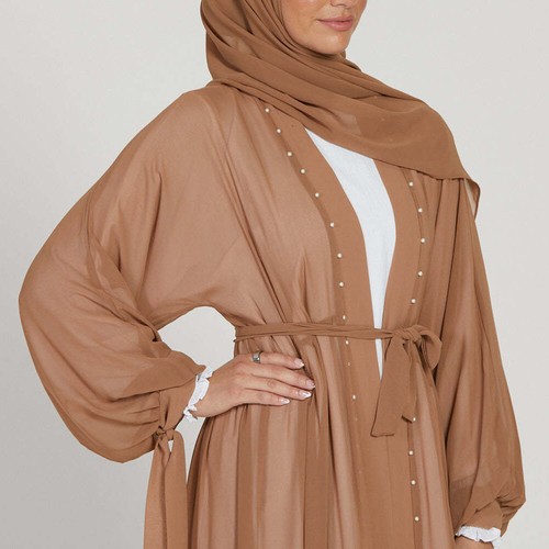 Dubai Abaya Abierto Mujeres Musulmanas Cárdigan Maxi Vestido Cuentas Caftán Vestido Árabe Vestidos - Imagen 7 de 66
