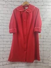 NOS Vintage JC PENNEY Misses Size 12 Robe Sleepwear Red w/Satin Trim 3/4 Sleeve