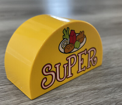 Lego DUPLO Replacement Piece Light Orange SUPER FOOD SIGN Brick 2 x 4 x 2 Slope