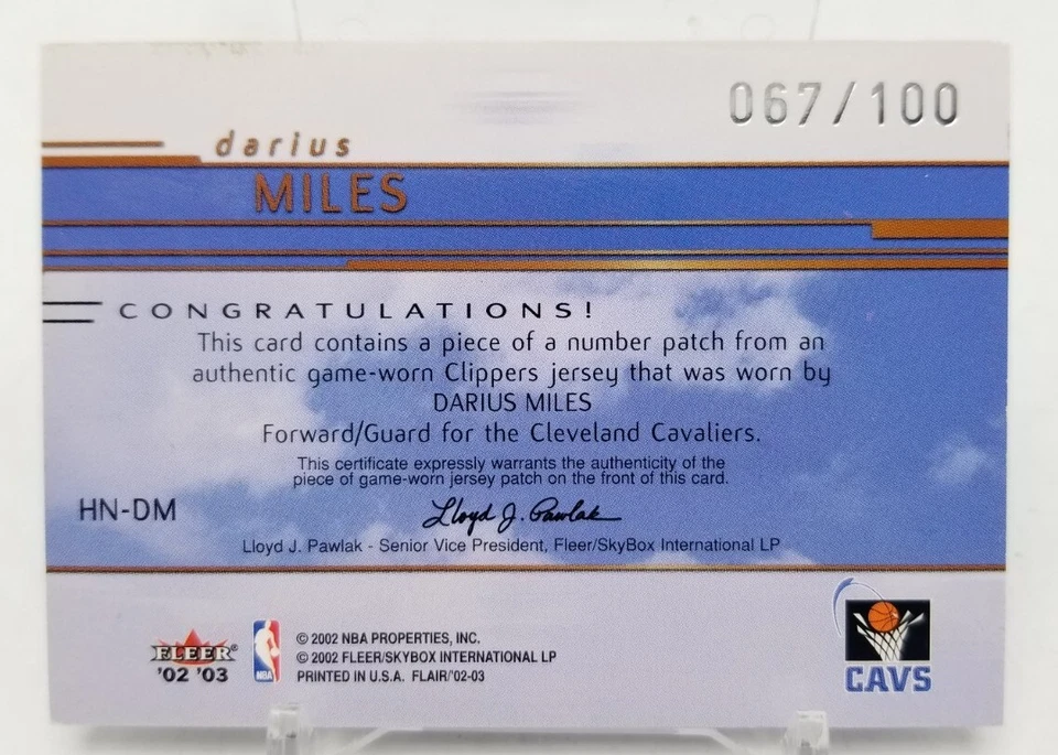 2002-03 Fleer Flair DARIUS MILES Hot Numbers Game Worn Jersey 2 Color /100 HN-DM - Image 4 of 4