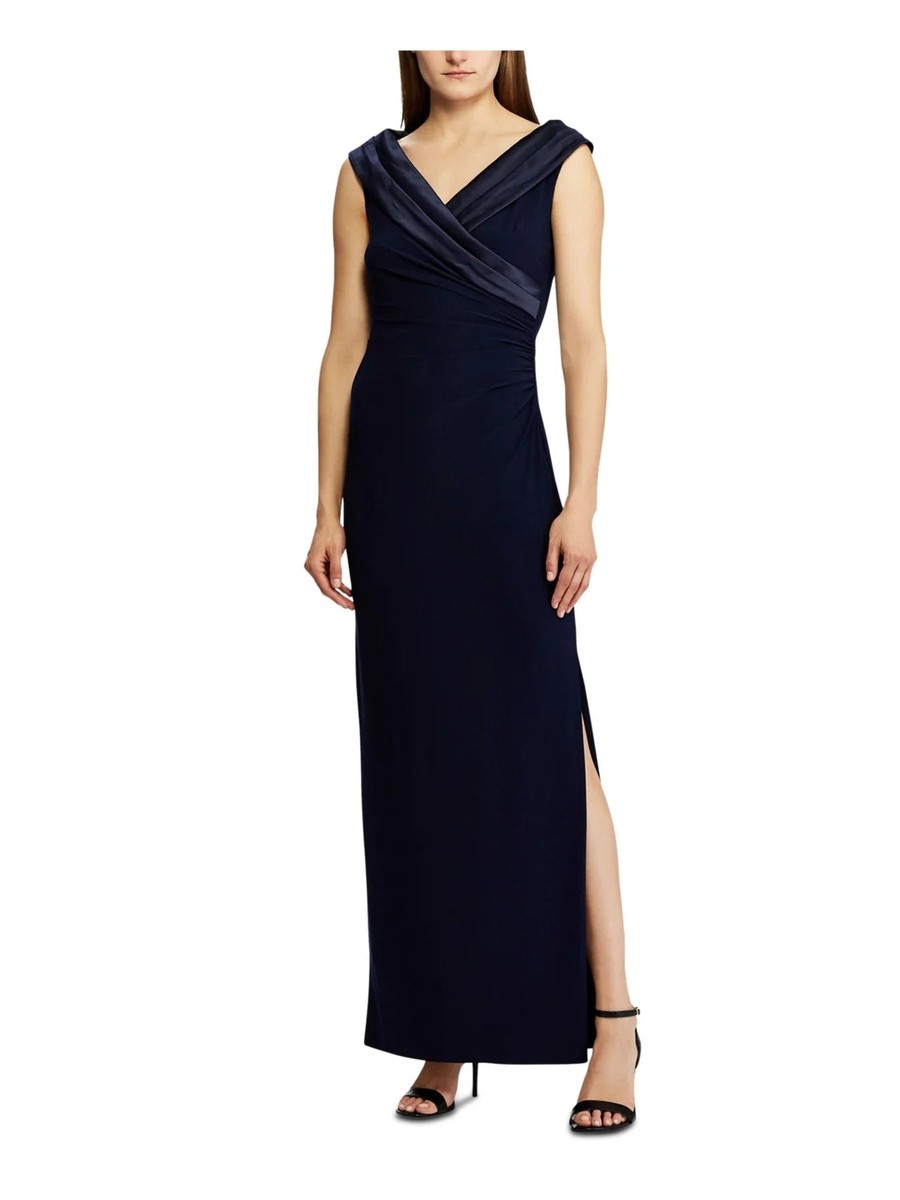 LAUREN RALPH LAUREN ☆ Portrait Collar Sleeve ガウンドレス Lauren Ralph Lauren Sleeveless Portrait-Collar Draped Gown