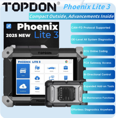 TOPDON Phoenix LITE 3 OBD2 Scanner - Car Diagnostic & Online Coding Tool