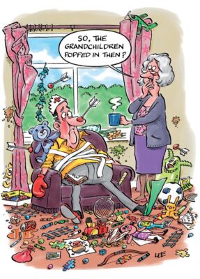 Carte De Fête Des Grands-parents Heureux Illustration Moderne Bleu Et Rose - Venngage