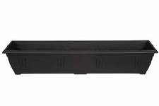 Image of Black Window Box Rectangular Planter Venetian Plastic Flower Herb Grow Container