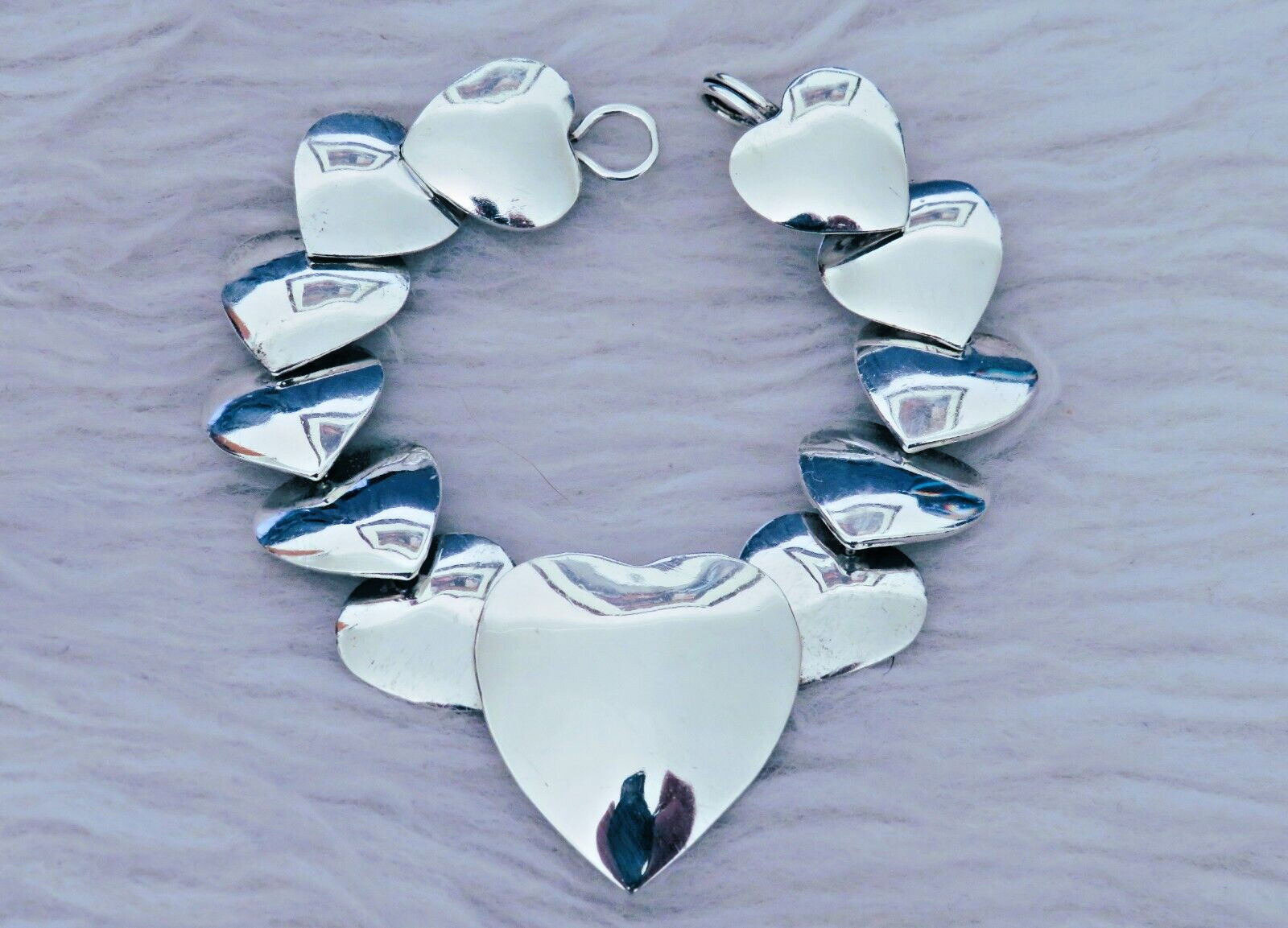 thick, solid, sterling silver HEART LINKS bracelet - image 2