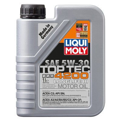 Liqui Moly Top Tec 4200 SAE 5W-30 Synthetic Motor Oil, 1 Liter 1.06 Quarts