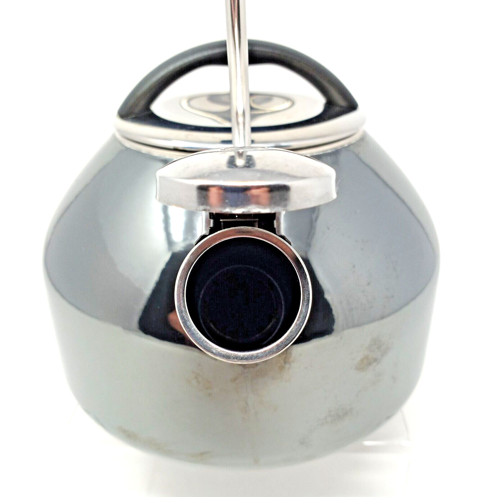 CHANTAL Whistling Tea Kettle - Teapot Silver & Onyx Enamel - 1.8 Quart