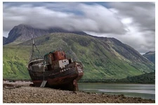 Carpoch shipwreck on Loch Linnhe, with Ben Nevis, Scotland - 18" x 12" - PRINT