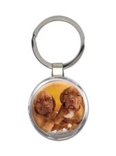 Dogs : Gift Round Keychain Pet Animal Puppy Cute Funny Canine Pets