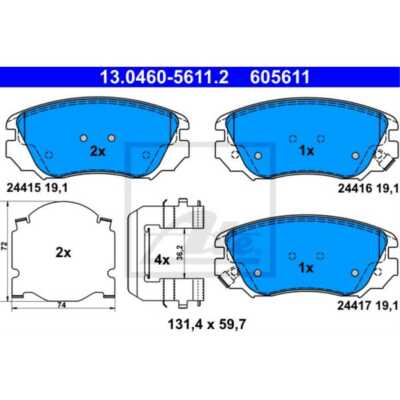 ATE 13.0470-2792.2 Kit pastiglie freno, Freno a disco per MERCEDES-BENZ