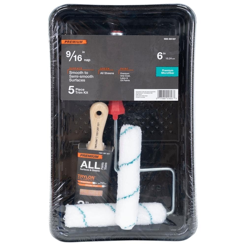 Best Trylon/Microfiber Mini Roller Kit 5-Piece Plastic Handle Linzer HD MS 1745