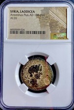 Antoninus Pius NGC Ancient Roman Coin 138-161 AD Tyche Genuine AE26 Laodicea