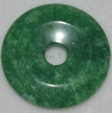 Vintage Natural imperial Green Jade Gemstone Circle Donut Pendant Lucky Amulet