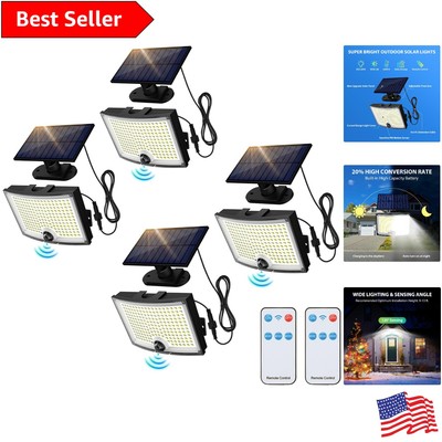 Super Bright Solar LED Flood Lights 3500LM - Remote Control Motion Sensor Sec...