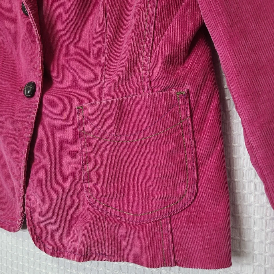 Vtg Y2K Gap Stretch Womens Sz 8 Bright Pink Corduroy Retro Button Blazer Jacket - Image 3 of 4