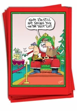 12 Funny Christmas Cards (1 Design, 12 Cards) - Santa Tips Nice List
