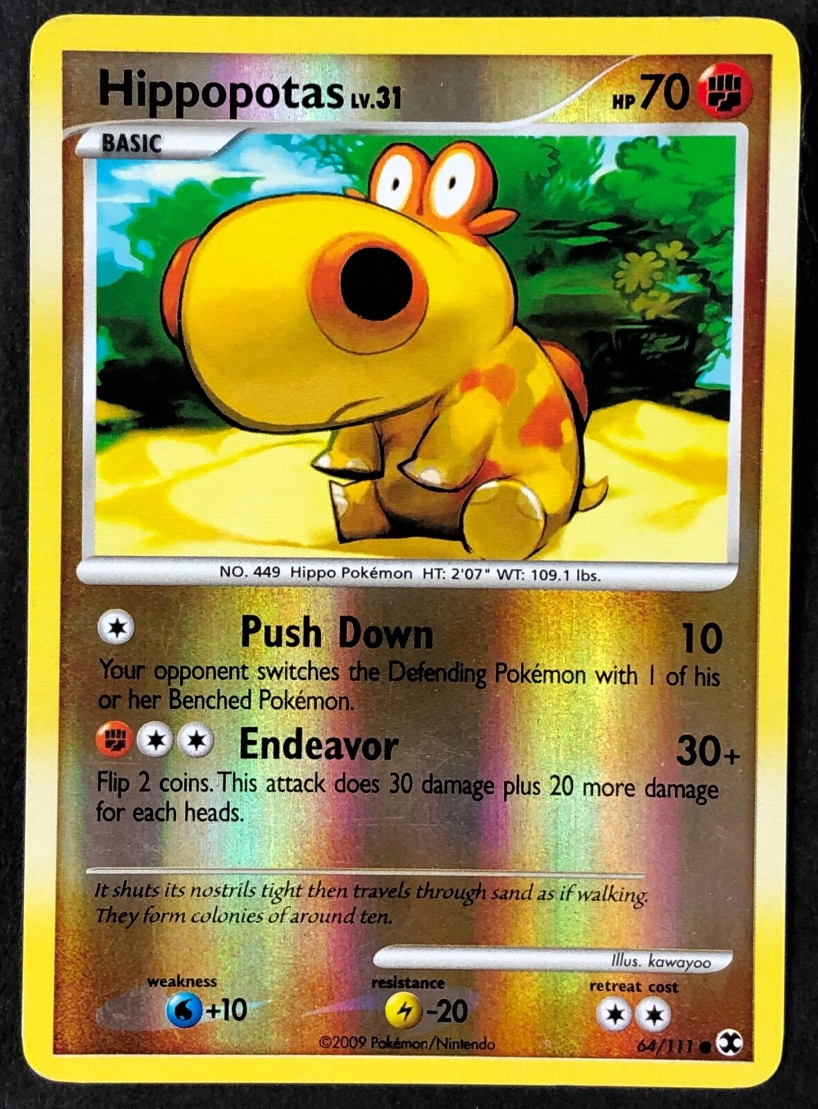 Pokemon Card Hippopotas LV.31 Rising Rivals 64/111 EXCELLENT Reverse Holo Common