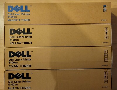 LOT OF 5 GENUINE DELL 5100cn Toners Cyan Magenta Yellow Black PLUS EXTRA CYAN