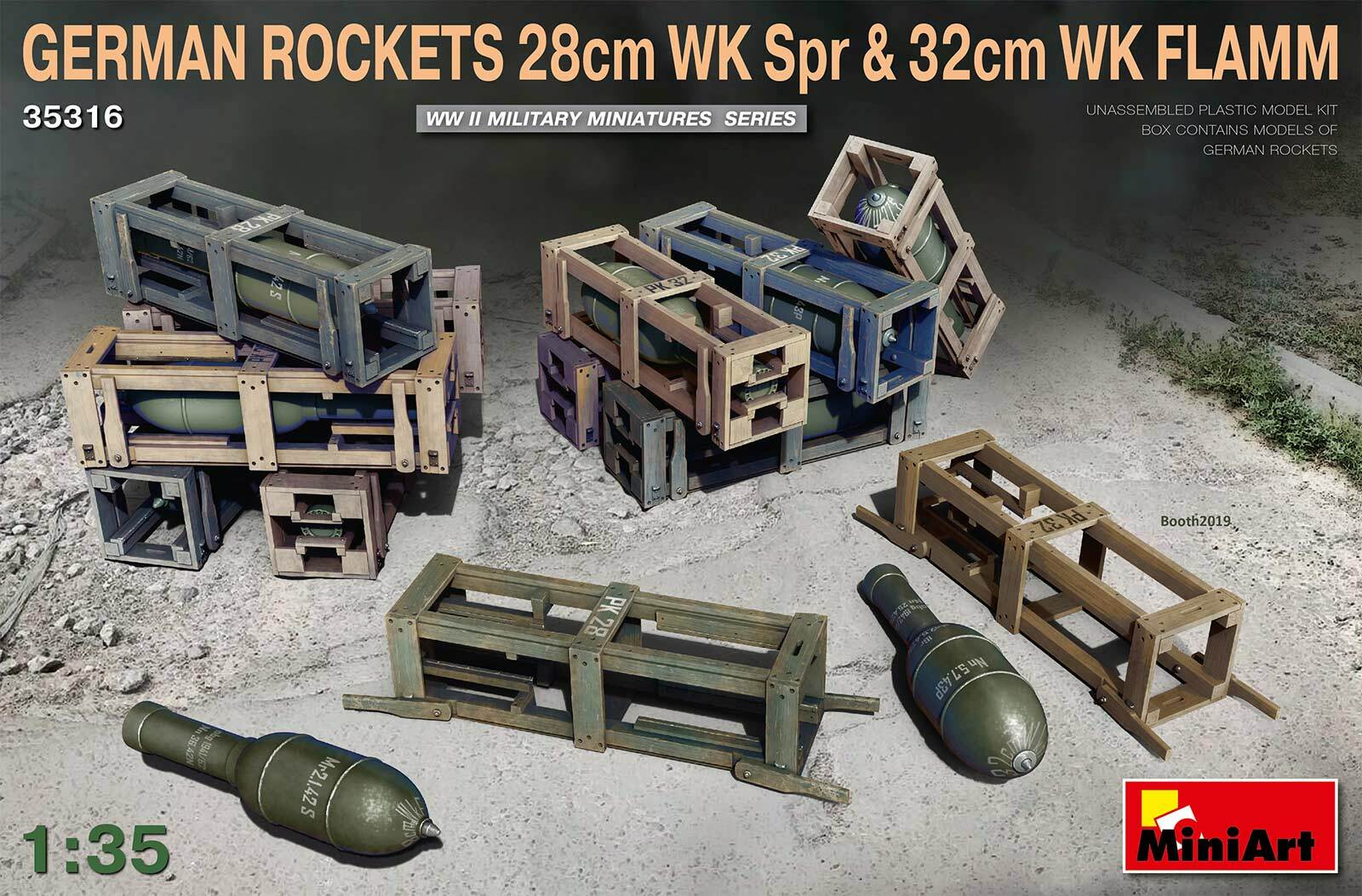 German Rockets 28cm Wk Spr & 32cm Wk Flamm 1:35 Plastic Model Kit MINIART